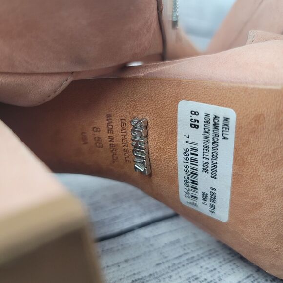 Schutz Women's Platform Block Heels Shoes Blush Suede Ankle Strap 8.5B - Picture 11 of 12